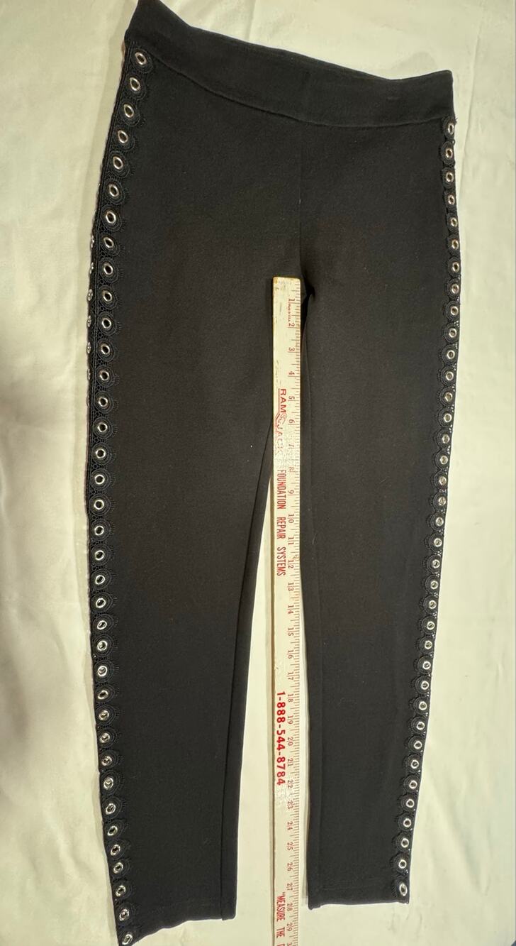 ANNE FONTAINE Paris LEAN Leggings Black Milano Knit Side Lace Grommet Pants US 6